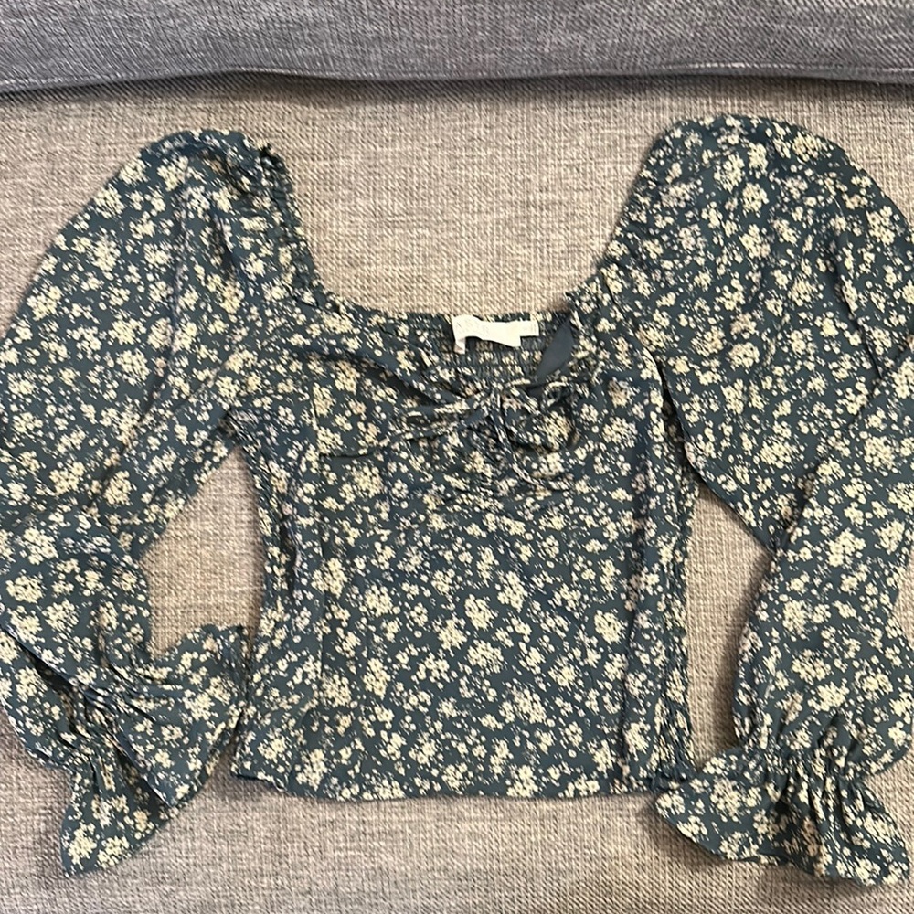 ASTR Green Puff Sleeve Blouse S